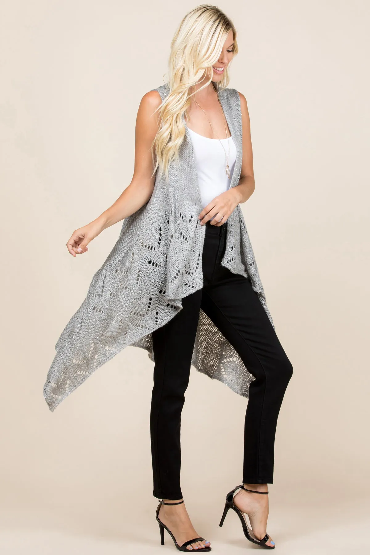 KNITTED OPEN FRONT CARDIGAN/6PCS
